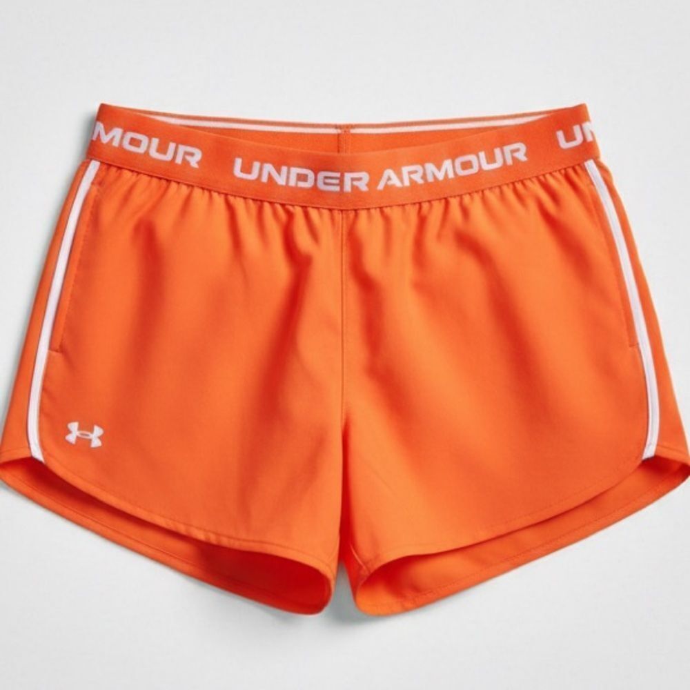 #102.  Under Armour NWT Fire Orange Play Up Tech Training Shorts